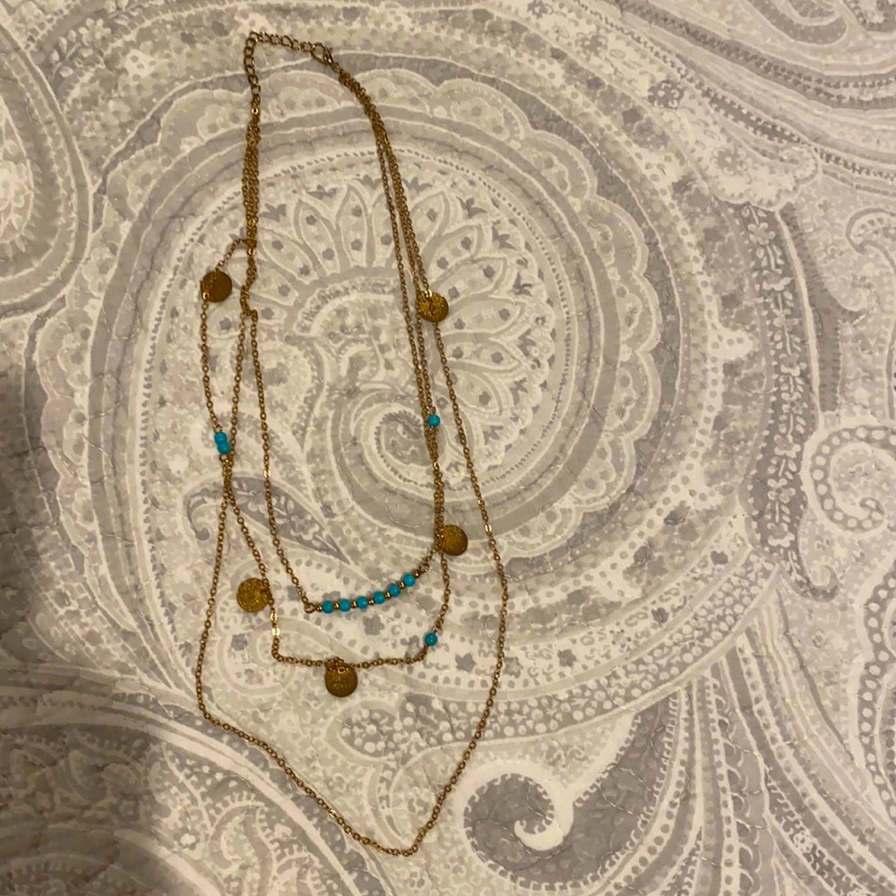Gold three tiered necklace